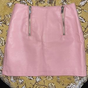 PINK FAUX LEATHER BARBIE MINI SKIRT